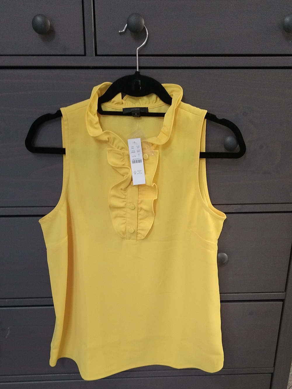 J.Crew NWT Sleeveless Yellow Ruffle-Front Women's Top